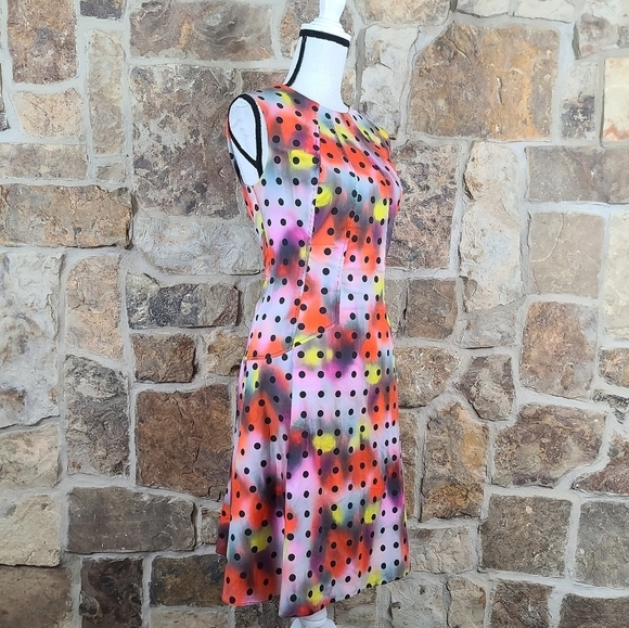 NEW Lela Rose 12 Polka Dot Multicolor Watercolor Dress - Picture 4 of 8